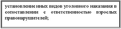 Подпись: установление иных видов уголовного наказания в сопоставлении с ответственностью взрослых правонарушителей;

