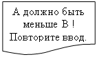 Блок-схема: документ: A должно быть меньше B ! Повторите ввод.