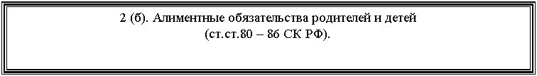 Подпись: 2 (б). Алиментные обязательства родителей и детей
(ст.ст.80 – 86 СК РФ).
