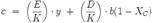 c \ = \ \left( {E \over K} \right) \cdot y  \ + \ \left( {D \over K}  \right) \cdot b (1-X_C )