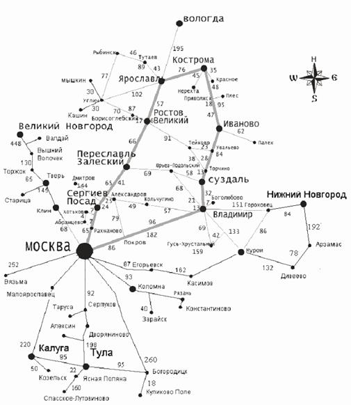 Карта Золотого кольца России. Города, экскурсии, отели, путешествия, отдых. Путевки - стоимость и цены. Наличный и безналичный расчет Туроператор Вердни.