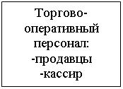 Подпись: Торгово-оперативный персонал:
-продавцы
-кассир 

