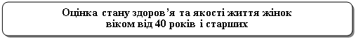 Скругленный прямоугольник: Оцінка стану здоров’я та якості життя жінок 
віком від 40 років і старших


