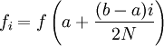 f_i = f\left(a+\frac{(b-a)i}{2N}\right)