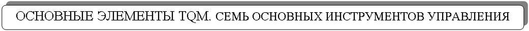 Скругленный прямоугольник: ОСНОВНЫЕ ЭЛЕМЕНТЫ TQM. СЕМЬ ОСНОВНЫХ ИНСТРУМЕНТОВ УПРАВЛЕНИЯ 

