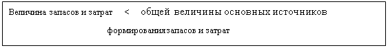 Подпись: Величина запасов и затрат     <    общей величины основных источников 
формирования запасов и затрат
