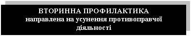 Подпись: ВТОРИННА ПРОФИЛАКТИКА
направлена на усунення противоправчої 
діяльності
