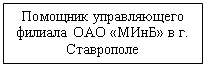 Подпись: Помощник управляющего филиала ОАО «МИнБ» в г. Ставрополе

