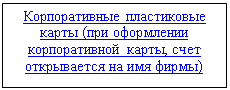 Подпись: Корпоративные пластиковые карты (при оформлении корпоративной карты, счет открывается на имя фирмы)