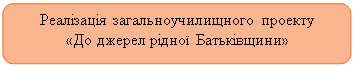 Скругленный прямоугольник: Реалізація загальноучилищного проекту 
«До джерел рідної Батьківщини»
