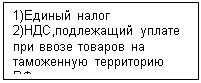 Подпись: 1)Единый налог
2)НДС,подлежащий уплате при ввозе товаров на таможенную территорию РФ. 
