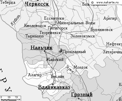 Карта окрестностей города Прохладный от НаКарте.RU