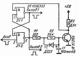 Схема формирователя импульсов большой длительности